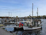 Im Fischereihafen von Travemünde war Anfang November 2025 das Fischereiboot TRA 11 zu sehen.