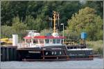 Der 20 m lange, 1998 gebaute Tonnenleger ROSENORT am 14.06.2007 am Kai des Auenbezirks Warnemnde des WSA Stralsund.