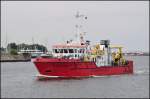 Die  Strelasund  der Gewsseraufsicht luft am 03.07.13 im Seehafen Rostock ein.