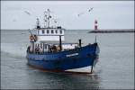 Fahrgastschiff  Kehrwieder  kommt am 16.06.14 vom Angelausflug auf der Ostsee nach Warnemünde zurück. 