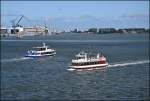 Die Fahrgastschiffe  Kaspar Ohm  und  Markgrafenheide  machen am 22.06.14 Hafenrundfahrten im Überseehafen Rostock. Fotografiert an Bord der Fähre  Prins Joachim .