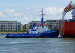 Schlepper 'Fairplay XII', IMO.9107409 für die 'Celtic Gas', Rostock -Warnemünde im August 2017.