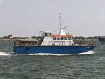 Fischereiaufsichtsboot STEINBUTT am 29. August 2018 bei der Einfahrt in den Hafen von Rostock-Warnemünde