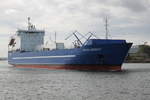 Das Ro-Ro Cargo Schiff Baltic Bright auf dem Seeweg von Rostock-Überseehafen nach Rauma beim Auslaufen in Warnemünde.15.09.2018