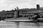 Die 1963 in Dienst gestellte HMS OTUS (S18) ist 90,7 Meter lang und ein U-Boot der Oberon-Klasse. (Sassnitz, August 2023)