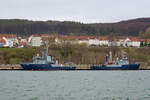 FORTUNA KINGFISHER (IMO 4549133) und HYDROGRAF (IMO 6724440) im Sassnitzer Hafen. - 12.04.2024