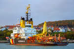 Mehrzweck- und Gew�sserschutzschiff MELLUM (IMO 8301981) am fr�hen Abend. - Hafen Sassnitz 26.10.2026
