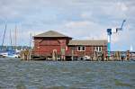 altes Bootshaus im Stralsunder Hafen auf dem Dnholm,
hier lagen mal zu guten Zeiten, 2 Feuerlschboote der Berufsfeuerwehr Stralsund