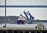 die  Wilson Husum  mal wieder im Stralsunder Stadthafen, sie hat gerade die Ziegelgrabenbrücke passiert am 19.11.09