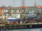 Ein Fahrgastschiff auf dem Trockendock im Stralsunder Nordhafen (05.03.07).