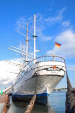 Museumsschiff Gorch Fock im Stralsunder Hafen.