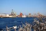 Blick auf den Nordhafen von Stralsund.