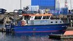 Im März 2022 war das Polizeiboot WALFISCH im Hafen von Wismar zu sehen.