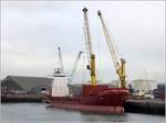 Die 2004 gebaute CARLA (IMO 9319868) liegt am 28.04.2017 in Dublin. Sie ist 139,90 m lang und 19,40 m breit, hat eine GT/BRZ von 6.901, eine DWT von 9.193 t und eine Kapazität von 750 TEU. Heimathafen ist Madeira (Portugal).