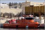 Das maltesische Feuerlschboot GARIBALDI liegt im Grand Harbour von Valletta. Es ist 22 m lang und erreicht eine Geschwindigkeit von 22 kn. 27.03.2009