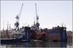Im Cassar-Schwimmdock im Grand Harbour von Valletta liegen die MGARR und die SEACAT. 27.03.2009
