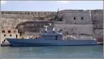 Das Patroullienboot P 61 wurde der Maritime Squadron der Armed Forces of Malta (AFM) 2005 bergeben. Die P 61 ist 53,4 m lang, 8,1 m breit und erreicht eine Geschwindigkeit von 23 kn. Aufgenommen am 27.03.2009 im Marsamxett Harbour von Valletta.