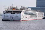 A-ROSA BRAVA , Fluss-Kreuzfahrtschiff , Baujahr 2011 , 135 x 11,40m , Passagiere 202 ,Hafen Amsterdam 13.03.2017