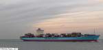 Das 368 m lange Containerschiff Gudrun Maersk ist am 18.10.2005 vor der Rheinmündung auf dem Weg in die Maasvlakte/Rotterdam.