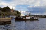 Der historischer Dampfer BRYSUND im Juni 1994 auf einer Fahrt durch den Hafen von Oslo. Scan vom Dia.