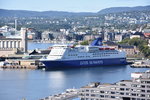OSLO (Provinz Oslo), 07.09.2016, Fährschiff Crown Seaways im Hafen -- Baujahr: 1994 / Flagge: Dänemark / IMO/MMSI: 8917613/219592000