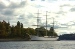Af Chapman lautet der Name dieses Segelschiffs. Es diente in seiner aktiven Zeit als Handels- und Marine Ausbildungsschiff. Hier am 20.09.2016 liegt es unweit des Vasa Museums in Stockholm am Ufer und dient als exotische Jugendherberge!