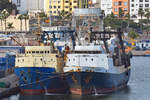 Trawler FLIPPER 3 (IMO 8606941) und DORADO (IMO 8707721) am 20.01.2018 im Hafen von Las Palmas de Gran Canaria. Beide fahren unter der Flagge von Guinea-Bissau