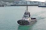 Der Schlepper DHB DAUNTLESS (IMO 9190456, MMSI 232004784) im Hafen von Dover am 17.09.2012. Er fährt unter der Flagge von United Kingdom (UK)) und wurde im Jahr 2000 gebaut.