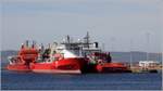 Am 03.05.2017 lagen im Hafen von Leith einige Offshoreversorger und -hilfsschiffe auf. Hier u.a. die ROCKWATER 1, SEVEN NAVICA und SEVEN DISCOVERY.