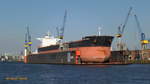 CAPE MARIA (IMO 9282431) am 11.5.2017, Hamburg, Elbe, im  Blohm+Voss-Dock 11, zu Reparaturarbeiten an Propellerwelle und Schaftdichtung  /
Ex-Name: CAPE PIONEER ->05.2010 /
Massengutfrachter (Bulker) / BRZ 87.440 / Lüa 289 m, B 45,04 m, Tg 17375 m / 1 Diesel, 17.080 kW ( PS), 15 kn / gebaut 2005 bei Hyundai Samho Heavy Industries, Südkorea / Flagge: Marshallinseln, Heimathafen: Majuro / Eigner + Manager:  Empire Bulkers, Athen /
