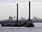 TWISTER (IMO 8616245) am 16.3.2017, mit Ponton AP04, Hamburg, Elbe, Vorhafen querab Tollerort  / 
Ex-Namen: LADY THERESA (1988) , HILLSIDER (1994), FAIRPLAY XI (2012) /
Schlepper / BRZ 173 / Lüa 24,7 m, B 7,73 m, Tg 3,6 m / 2 Diesel, Ruston, ges. 1900 kW (2584 PS), 2 Festpropeller in Kortdüse / 2 Becker Ruder, 11,5 kn, Pfahlzug 26,4 t / gebaut 1988 bei Cochrane Shipbuilding, Selby, GB / Eigner: LÜHRS Schifffahrt oHG, Hamburg, Flagge: Deutschland, Heimathafen Hamburg / 
