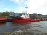 SD ROVER (IMO 9618745) am 23.4.2017, Hamburg, Elbe, Schlepperponton Neumühlen /

Rotor-Schlepper / BRZ 294 / Lüa 28,67 m, B 9,8 m, Tg 4,8 m / 2 Caterpillar 3516 C, ges. 3.728 kW, 5070 PS, 13,5 kn, 2 Aquamaster US 205 FP, Pfahlzug 60 t / Flagge: Malta, Heimathafen: Valletta / 2012 bei Damen Shipyard Gorinchem, NL / Eigner: KOTUG International B.V., Flagge: Malta, Heimathafen Valetta  /

