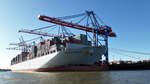 COSCO ENGLAND (IMO 9516428) am 8.10.2017, Hamburg, Elbe, Liegeplatz Tollerort Container Terminal /    Containerschiff / BRZ 153.666  / Lüa 366 m, B 51,2 m, Tg 15,5 m / 1 Diesel, SUL 12RT96-flex