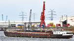 Das Gütermotorschiff (GMS) STECKNITZ (ENI 04014480) in Höhe Lehmannkai 2. Lübeck, 9.4.2021