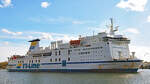 TT-Line-Fährschiff HUCKLEBERRY FINN (IMO 8618358) am 6.5.2021 in Lübeck-Travemünde