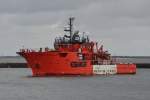 ESVAGT CAPELLA kommt in den Hafen von Esbjerg am 13.06.2014. ESVAGT ist ein fhrender Anbieter von Offshore-Sicherheit und Untersttzung auf See vor allem in und um die Nord- und die Barentssee. Baujahr: 2004, Lnge: 44,30 Meter, Breite: 11,50 Meter. 