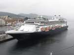 Das Kreuzfahrtfahrtschiff Rotterdam im Hafen von Bergen.