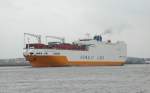 Hamburg a 30.6.04 - GRANDE SAN PAOLO luft ein. Gehrt zur Grimaldi Group. Es gibt einen hbschen Reisebericht auf  nichtswieweg.ch , von Leuten, die mit dem Dampfer gefahren sind!( Unsere Zeit auf der Grande San Paolo )