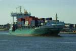 Das Containerschiff Andrea IMO:9333357 Heimathafen Gibraltar, hier am 11.04.2011 auf dem NOK bei Rendsburg Richtung Kiel fahrend.