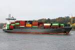 Containerfrachtschiff ANINA (IMO 9354351); Datum: 13.10.2025; Aufnahmeort: Elbe/Hafen Hamburg, Deutschland.