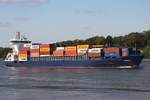 Containerfrachtschiff AKACIA (IMO 9315020); Datum: 29.09.2025; Aufnahmeort: Elbe/Hafen Hamburg, Deutschland.