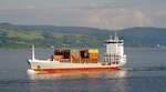 Das 121m lange Containerschiff BF Fortaleza am 02.06.17 vor Greenock