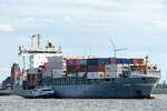 Die BJORG IMO-Nummer:9231834 Flagge:Antigua und Barbuda Länge:133.0m Breite:22.0m Baujahr:2001 Bauwerft:Sietas,Hamburg Deutschland beim auslaufen aus Hamburg vor Teufelsbrück aufgenommen am