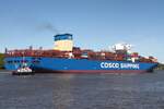 Containerfrachtschiff CSCL STAR (IMO 9466867); Eigner/Betreiber: COSCO; Datum: 29.04.2026; Aufnahmeort: Elbe/Hafen Hamburg, Deutschland.