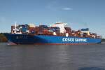 Containerfrachtschiff CSCL STAR (IMO 9466867); Eigner/Betreiber: COSCO; Datum: 13.08.2026; Aufnahmeort: Elbe/Hafen Hamburg, Deutschland.