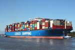 Containerfrachtschiff COSCO SHIPPING VIRGO (IMO 9783461); Eigner/Betreiber: COSCO; Datum: 22.09.2026; Aufnahmeort: Elbe/Hafen Hamburg, Deutschland.