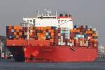 Containerfrachtschiff CAP SAN SOUNIO (IMO 9633953); Datum: 05.10.2026; Aufnahmeort: Elbe/Hafen Hamburg, Deutschland.