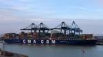 Die CMA CGM Alexander von Humboldt am 22.04.2014 im Hafen von Zeebrugge.