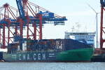 Die CMA CGM RUNDALE ,Containerschiff, IMO-Nummer:9961300 Flagge:Malta L�nge:205.0m Breite:30.0m Baujahr:2024 Bauwerft:Hyundai Heavy Industries,Ulsan S�dkorea im Hamburger Hafen am 23.06.26