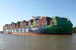 Containerfrachtschiff CMA CGM PALAIS ROYAL (IMO 9839181); Datum: 13.08.2026; Aufnahmeort: Elbe/Hafen Hamburg, Deutschland.